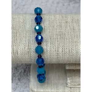 Lori Frantz-Koenig Blue Purple Crystal Bead Bracelet 8" #65105